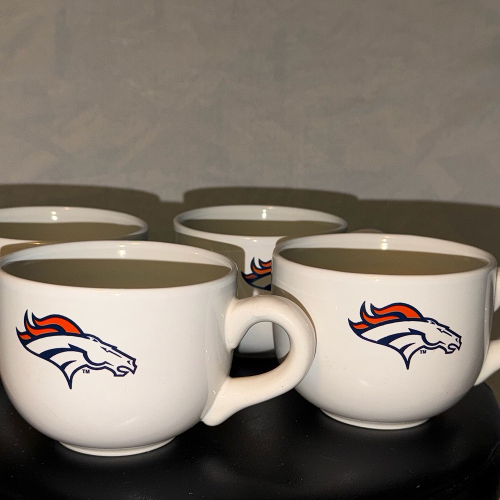 NFL Broncos White and Blue Jumbo Mugs